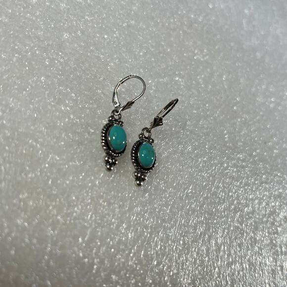 Sterling Silver Oval Turquoise Timeless New Deadstock Earrings - Picture 9 of 15